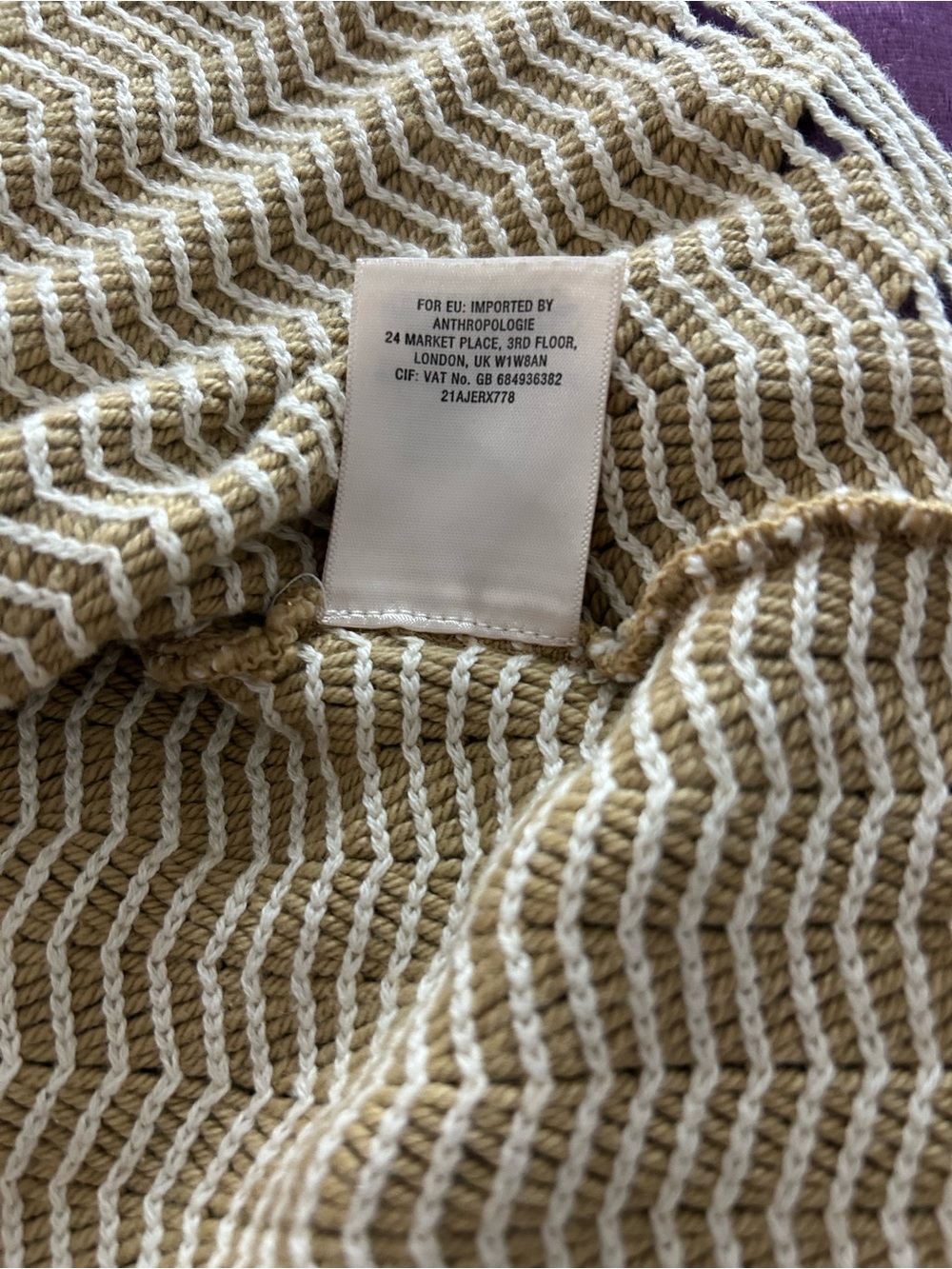 Anthropologie woven neutral color with tiny amount of gold thread cropped knit - Picture 9 of 9